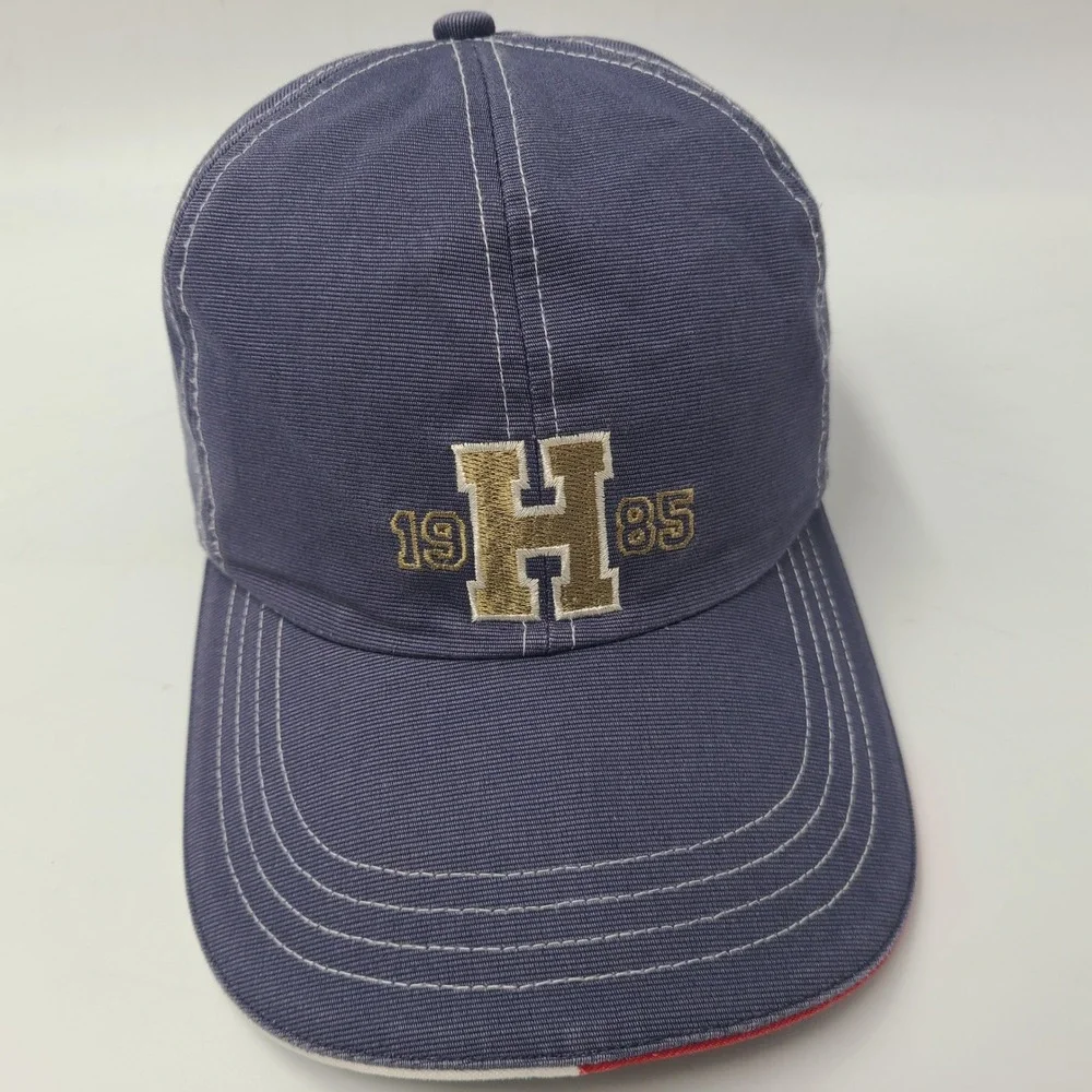 Tommy Hilfiger Hat Strapback Blue Gold 1985 H Logo Cotton Casual Preppy Dad Men